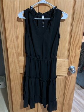 Women’s Black Midi Ruffle Dress